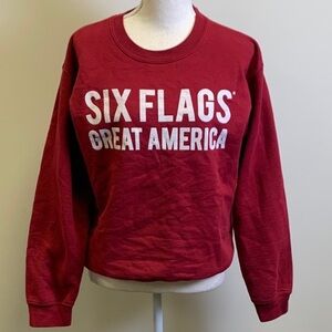 Six Flags Great America Red Crew Neck Sweatshirt